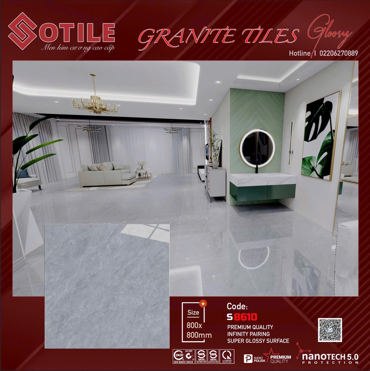 Gạch Lát Nền Granite 80x80 Vân Đá Cẩm Thạch Cao Cấp - Mã TH-025