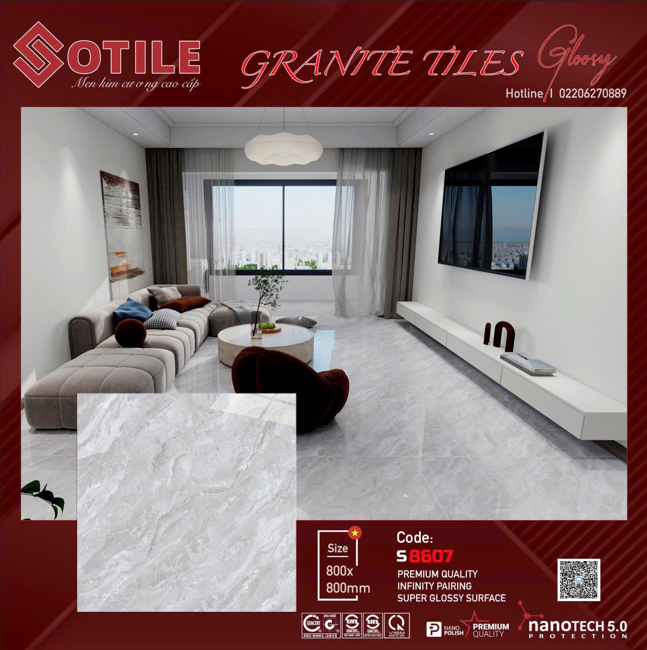 Gạch Lát Nền Granite 80x80 Vân Đá Cẩm Thạch Cao Cấp - Mã TH-028