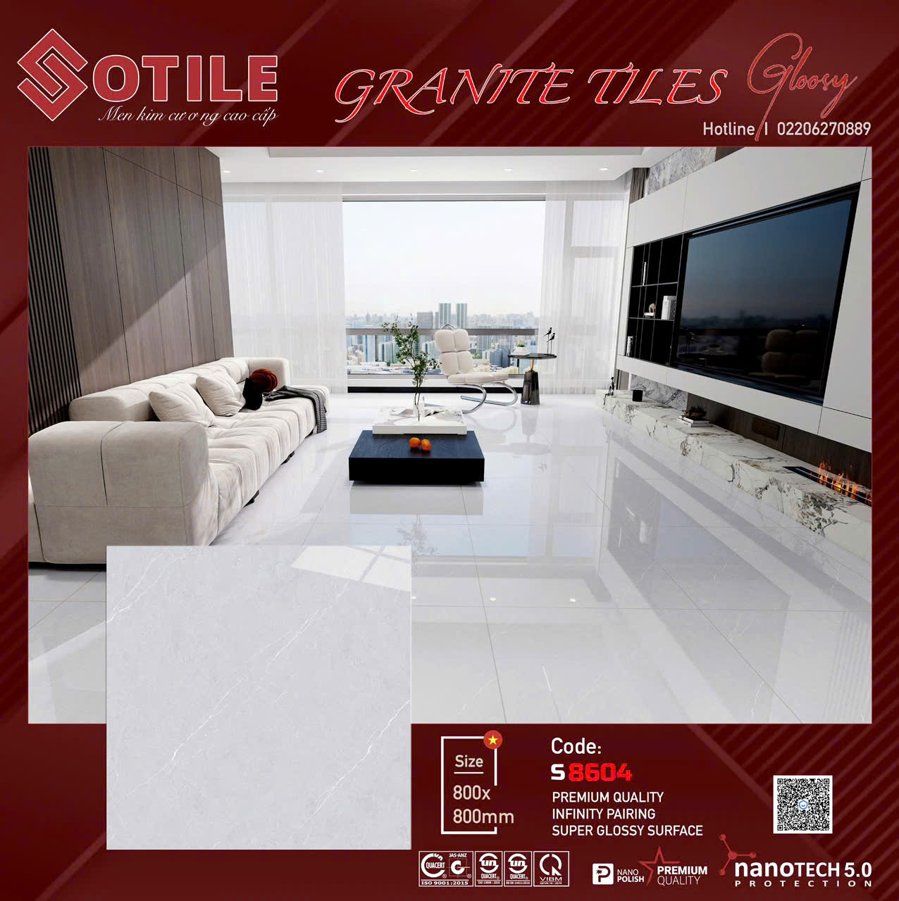 Gạch Lát Nền Granite 80x80 Vân Đá Cẩm Thạch Cao Cấp - Mã TH-029