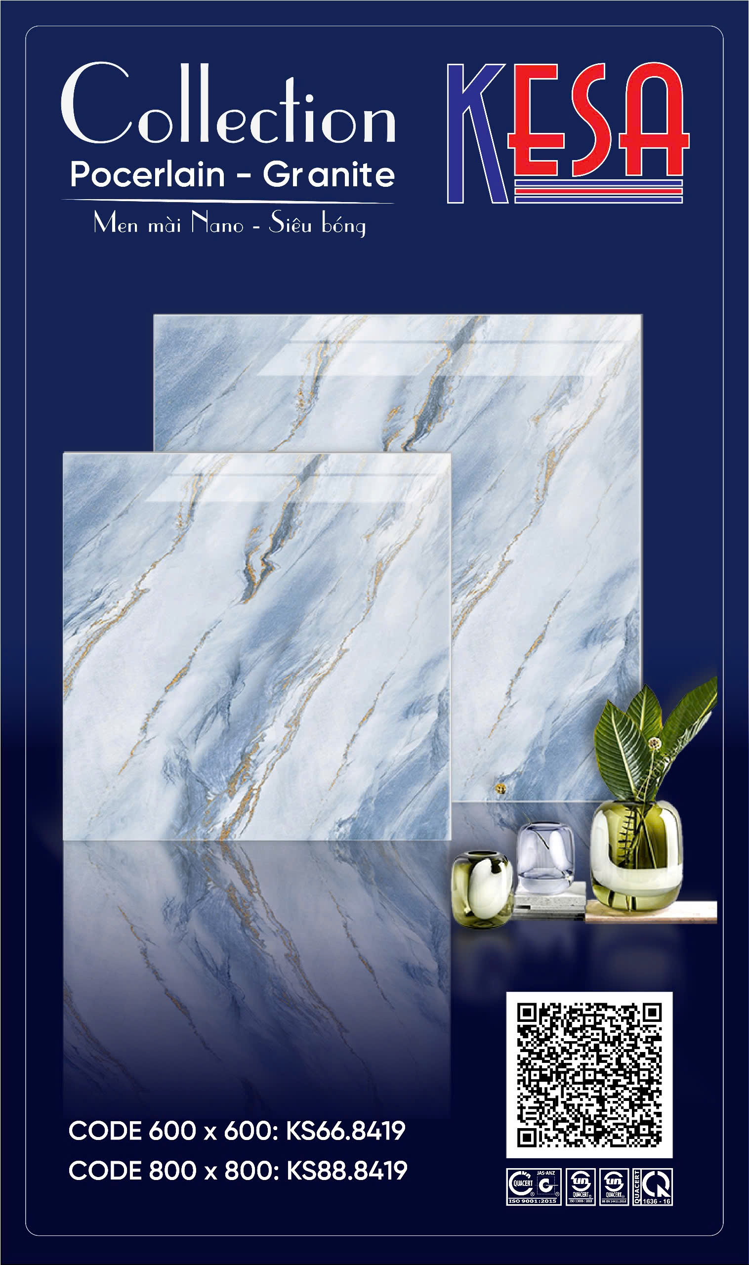 Gạch Lát Nền Granite 80x80 Vân Đá Cẩm Thạch Cao Cấp - Mã KS88