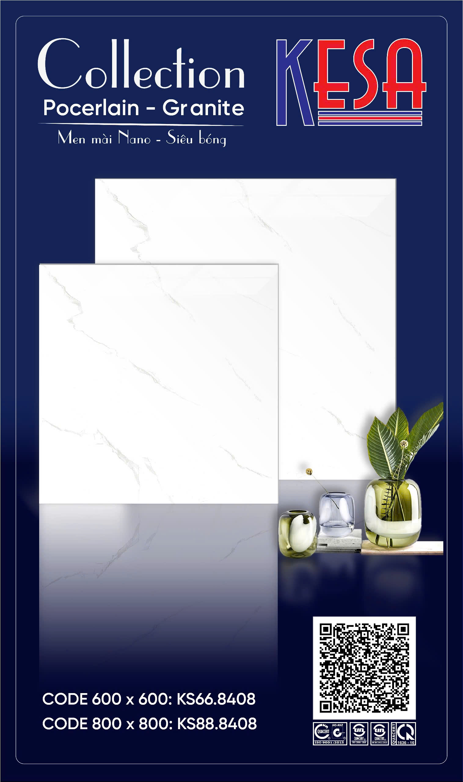 Gạch Lát Nền Granite 80x80 Vân Đá Cẩm Thạch Cao Cấp - Mã KS88