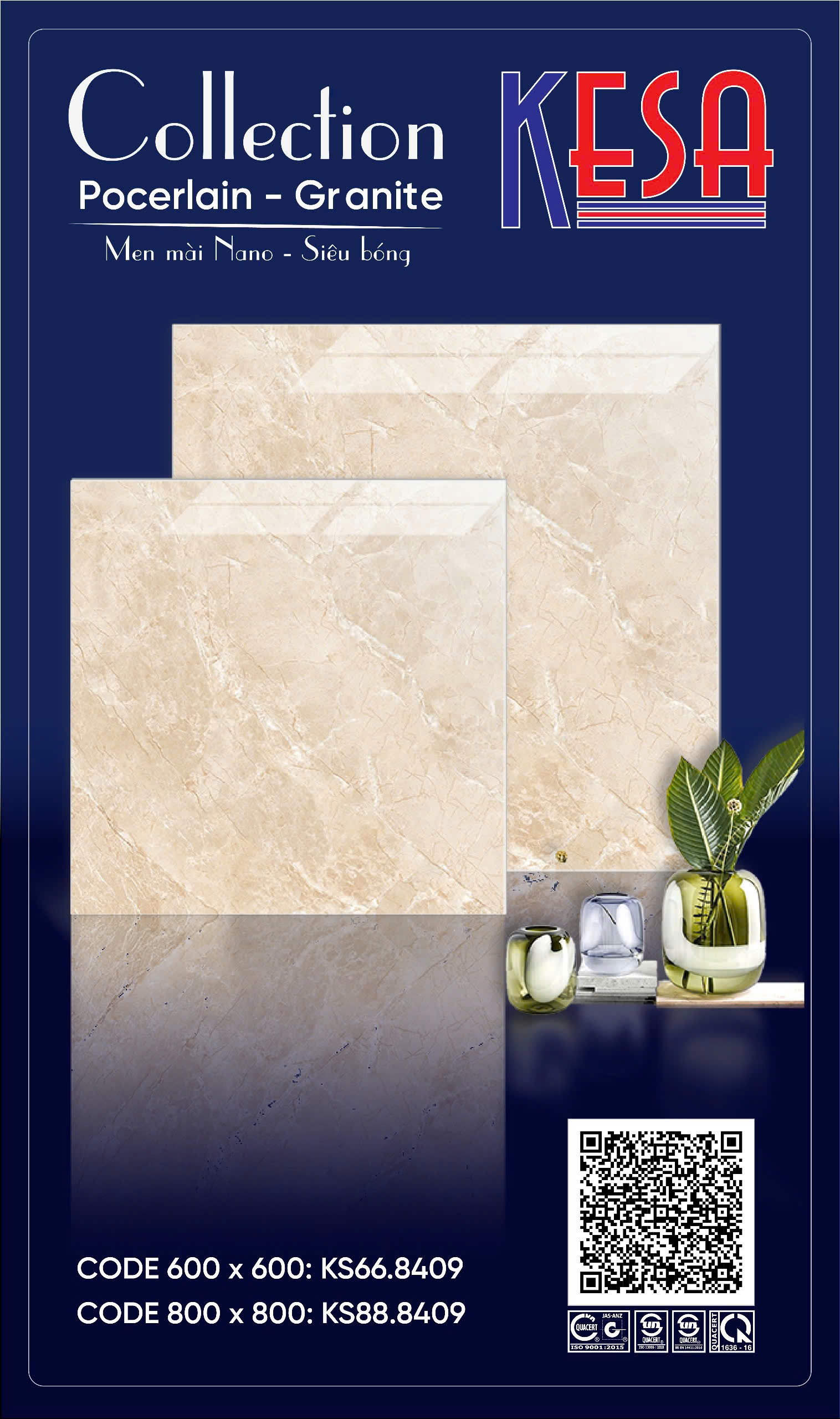 Gạch Lát Nền Granite 80x80 Vân Đá Cẩm Thạch Cao Cấp - Mã KS88