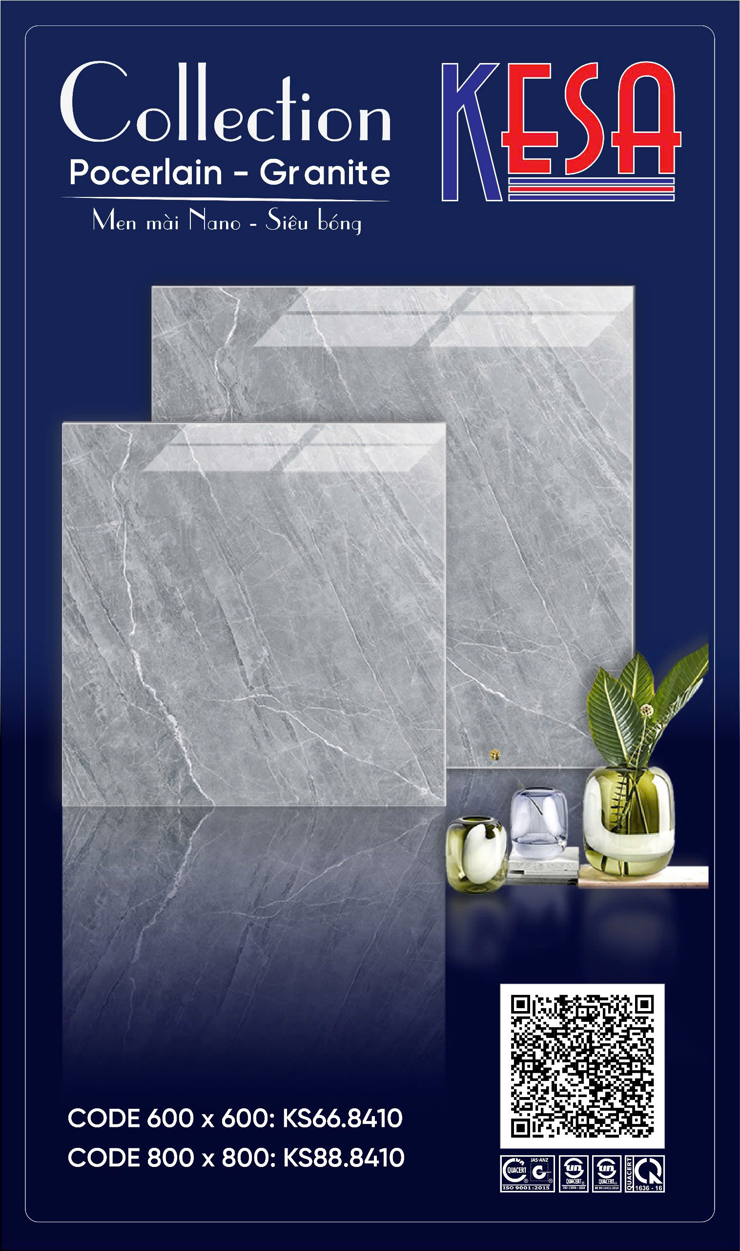 Gạch Lát Nền Granite 80x80 Vân Đá Cẩm Thạch Cao Cấp - Mã KS88